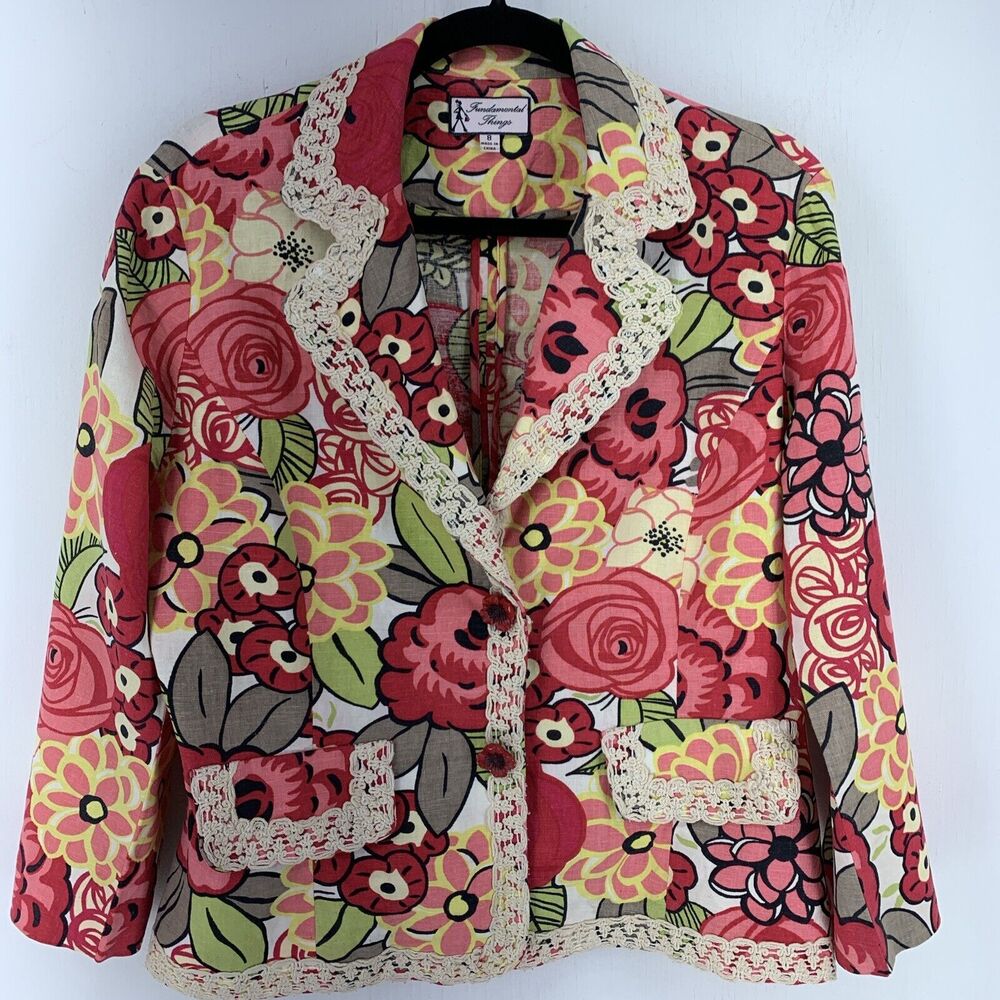 Fundamental Things Womens 8 Jacket Cottagecore Crochet Lace Ultra‎ Feminine Boxy